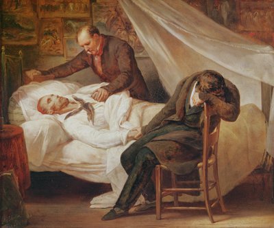 The Death of Theodore Géricault, with His Friends Colonel Bro de Comeres and the Painter Pierre-Joseph Dedreux-Dorcy by Ary Scheffer